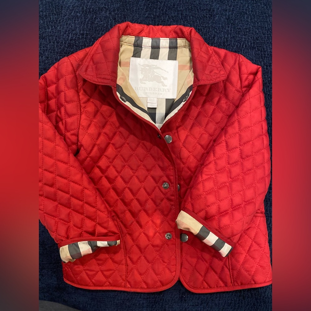 Burberry Children’s Quilted Red Coat size 2Y